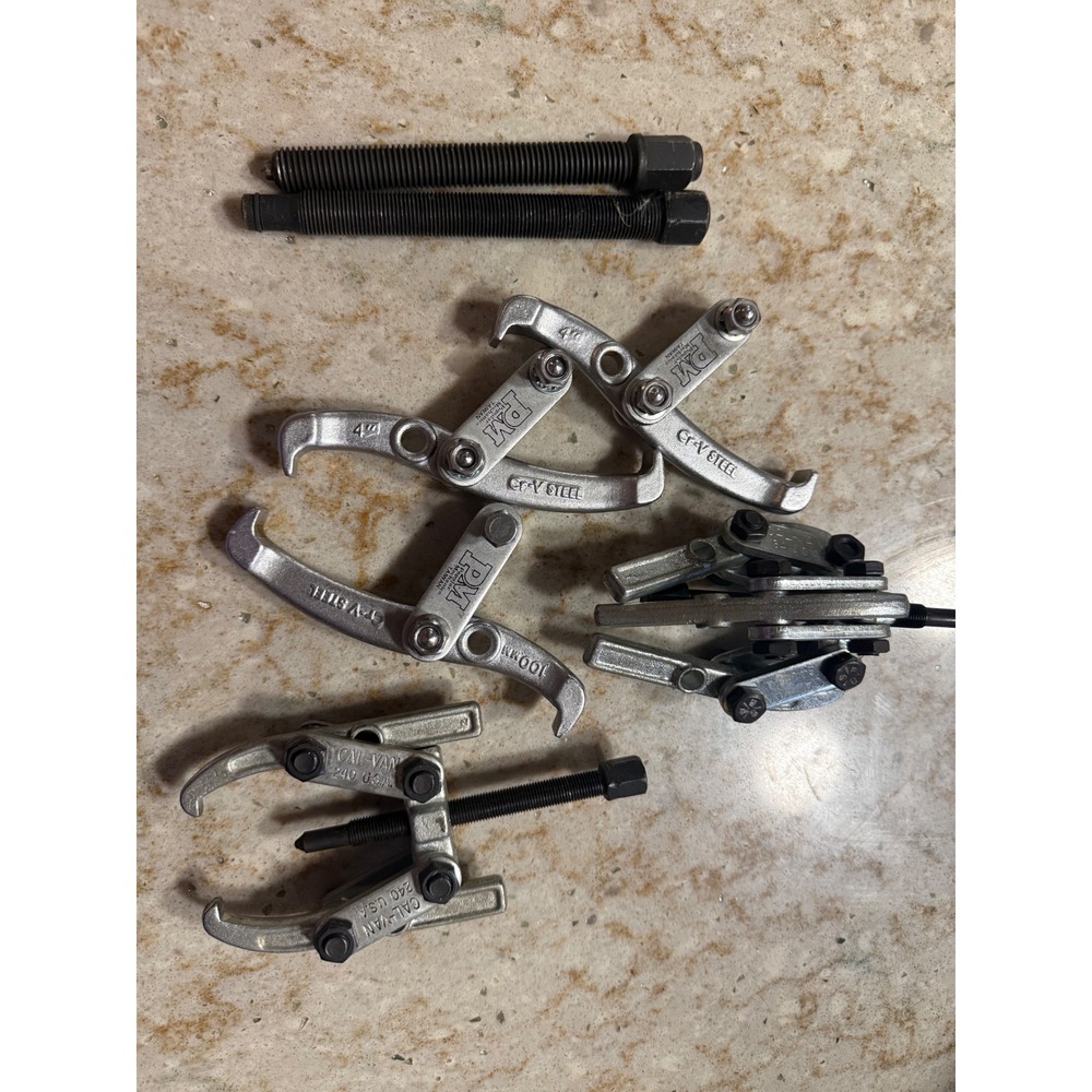 Cal-Van & Popular Mechanics Gear Puller Lot 2-Jaw 3-Jaw USA Made Cr-V Steel